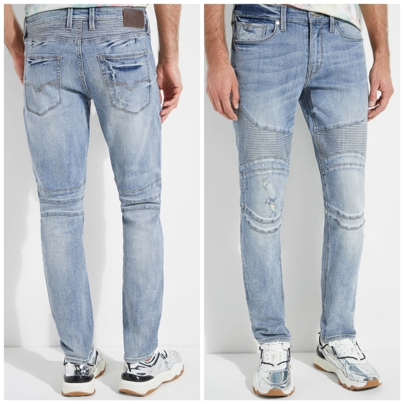 NEW GUESS Slim Tapered Moto Men's Jeans SZ 30 - Picture 1 of 8